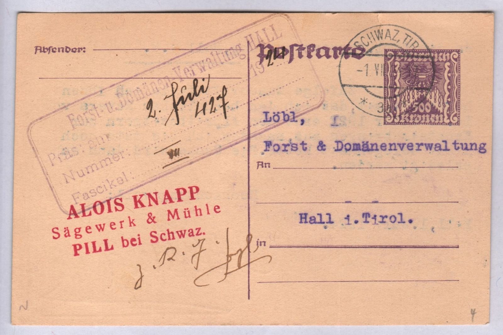 Pill Postkarte Alois Knapp